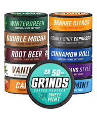 GRINDS Coffee Pouches Wintergreen can for a quick energy boost on the go.