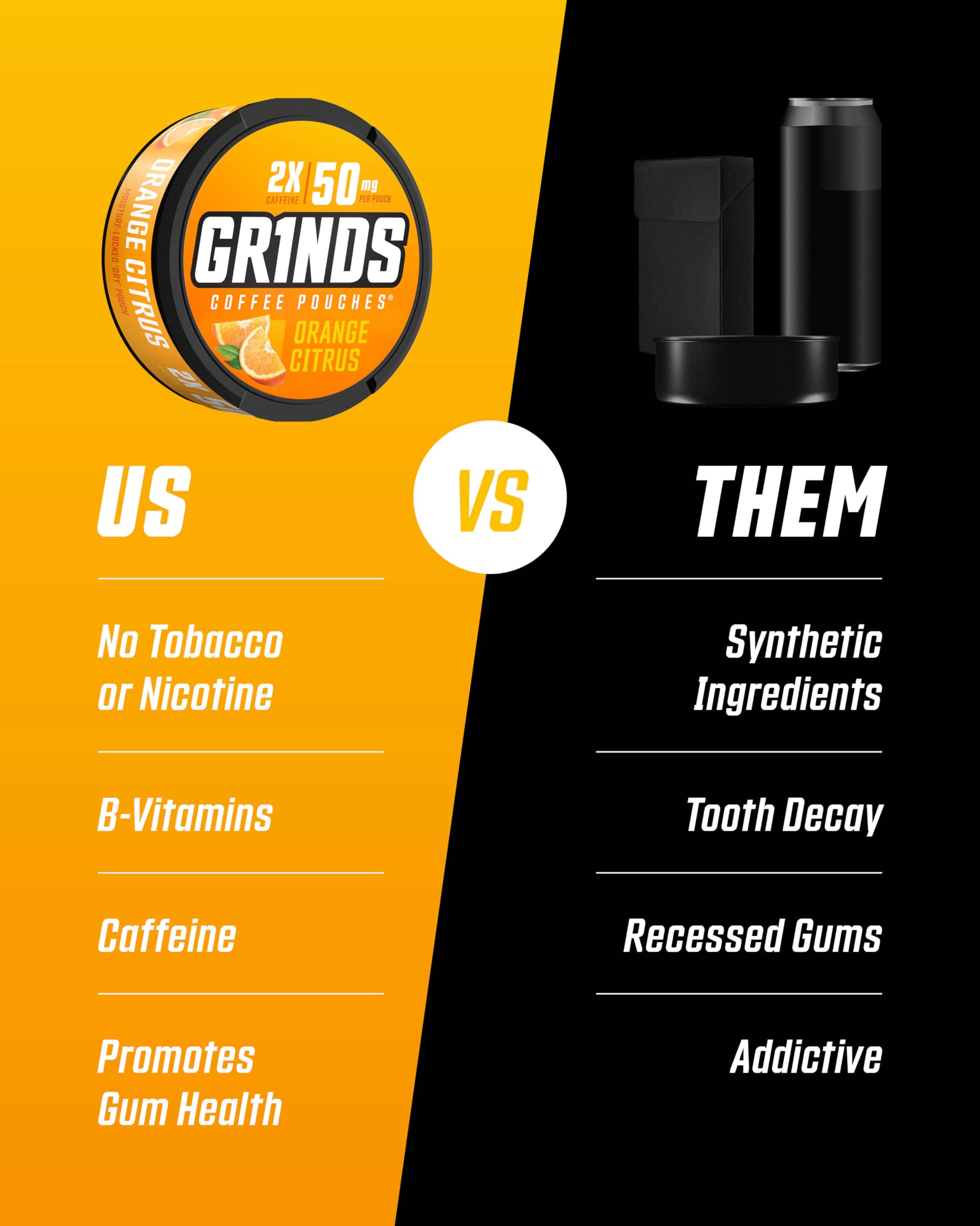 GRINDS Orange Citrus can side view emphasizing compact energy booster