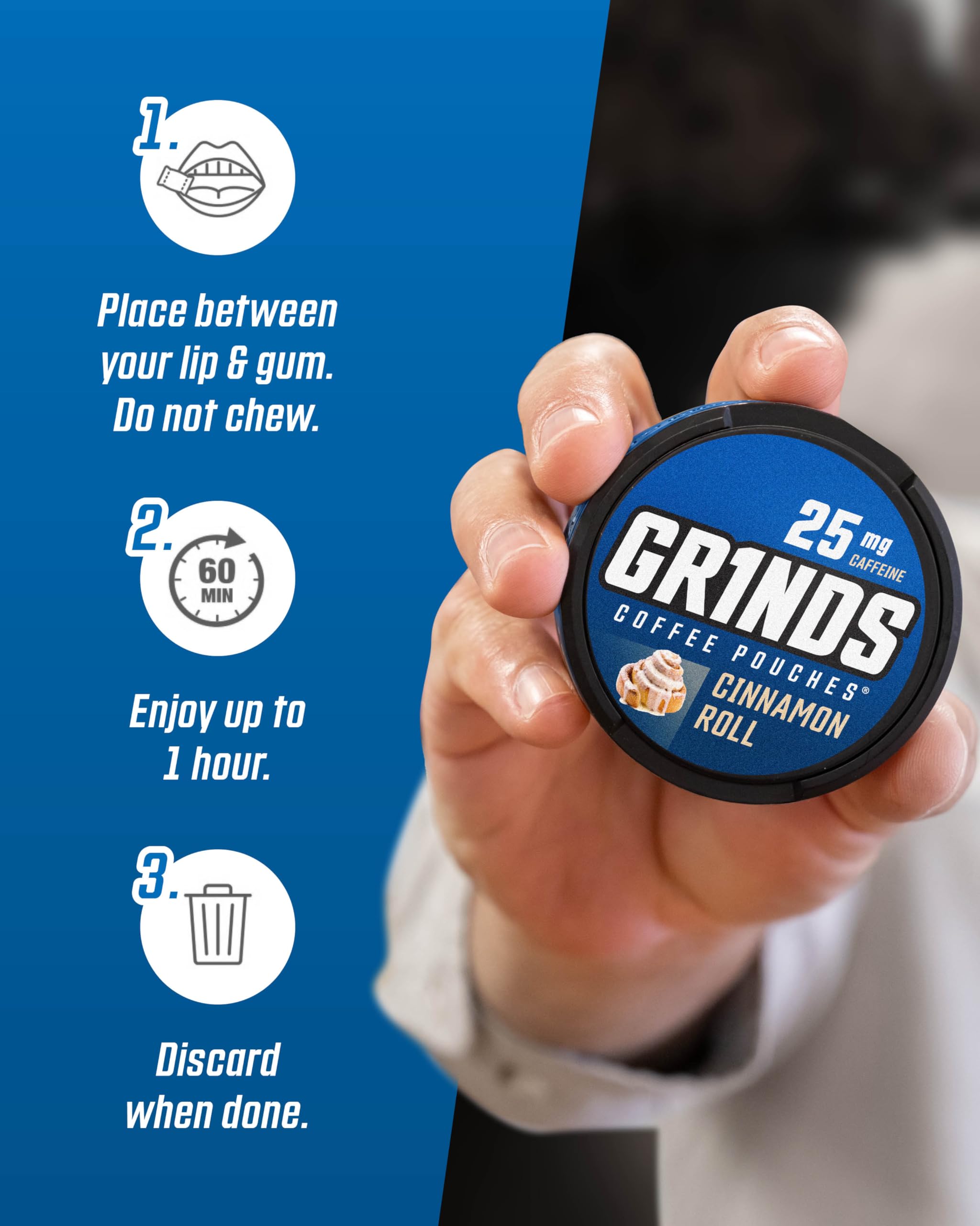 Grinds packaging emphasizing a clean energy option for daily routines