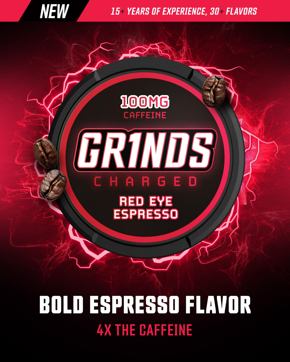 GRINDS Red Eye Espresso pouch-open demonstrates easy access to caffeine.