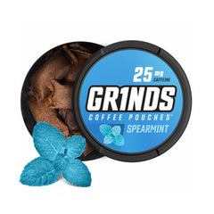 GRINDS Spearmint can pack display with refreshing aroma and clean energy