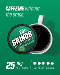 Grinds Wintergreen packaging display ideal for in-store browsing.