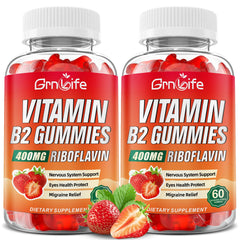 GrnLife B2 Gummies bottle label with riboflavin and strawberry flavor for energy support