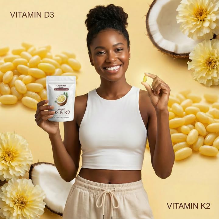 GROHESE Crown Her Naturals D3 K2 softgel bottle on white background