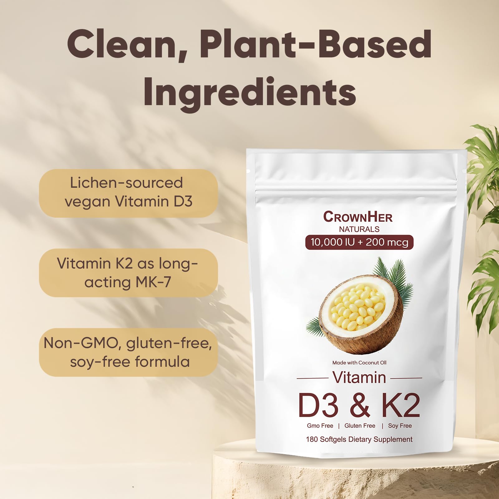 GROHESE Crown Her Naturals D3 K2 coconut oil softgel closeup