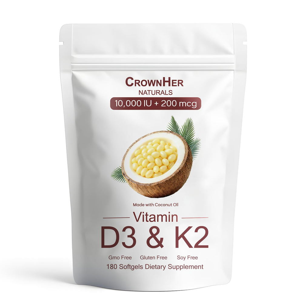 GROHESE Crown Her Naturals D3 K2 softgel bottle for daily bone support