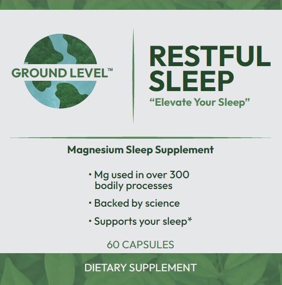 Ground Level Restful Sleep Blend ingredients showing magnesium and herbal extracts for relaxation