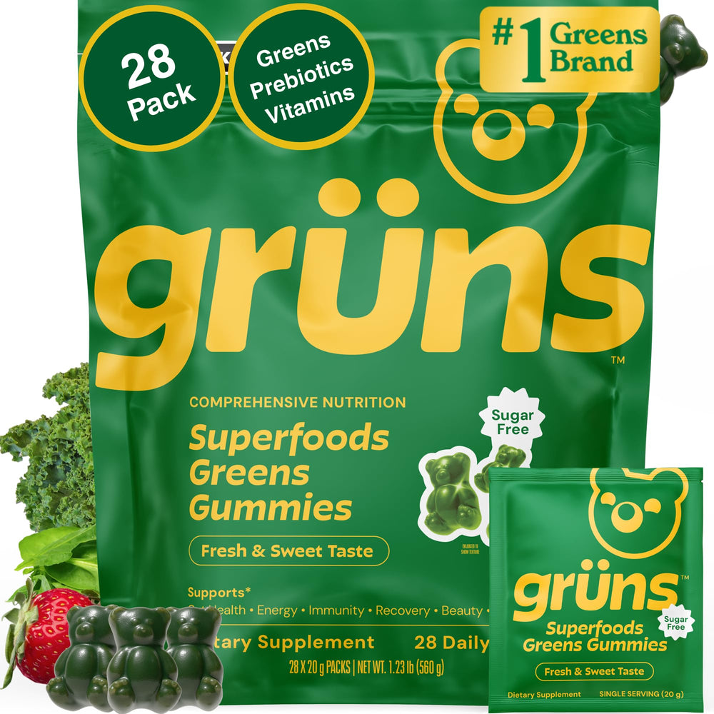 Grüns adult multivitamin gummies bottle for daily wellness.