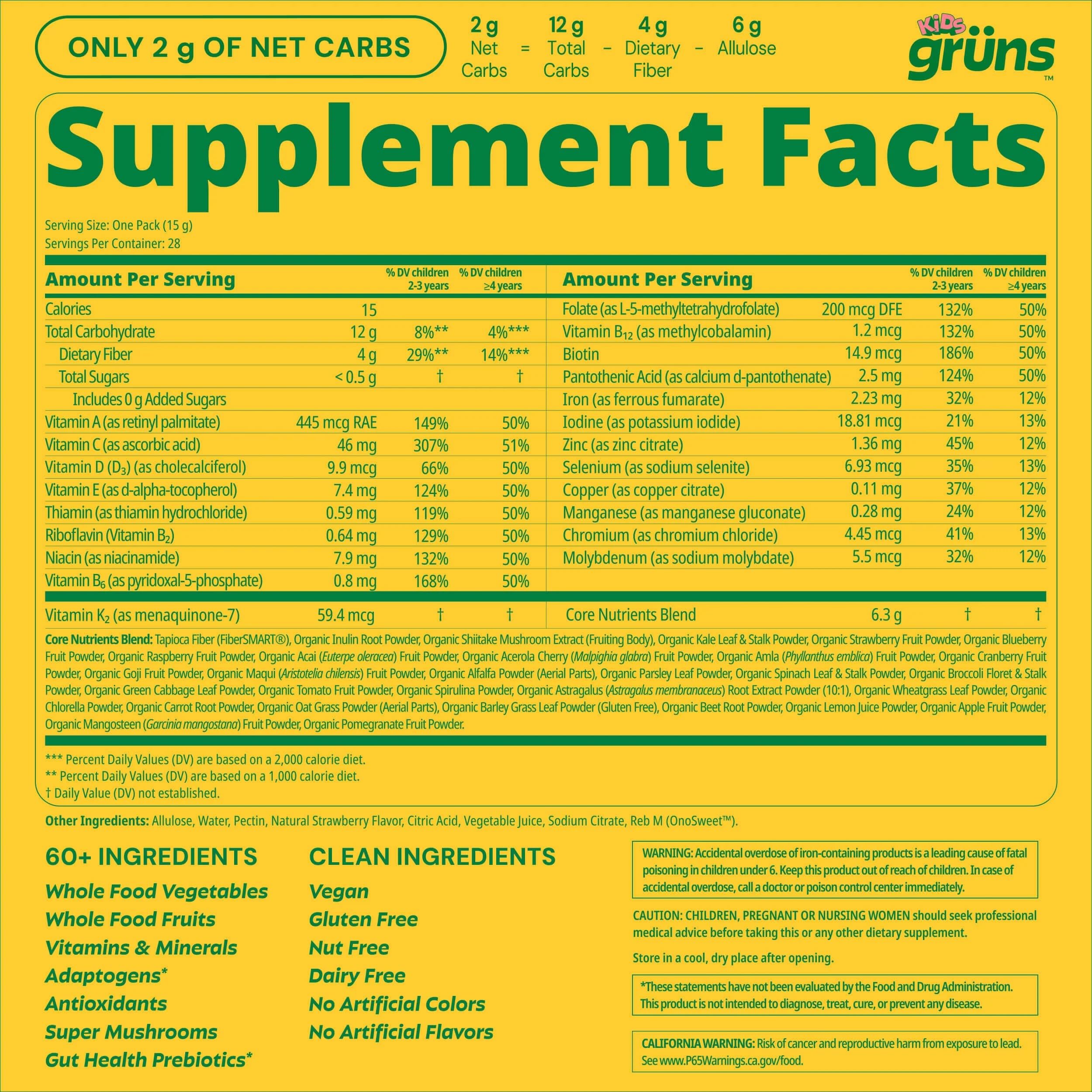 Grüns kid multivitamin gummies in refreshed packaging with the same formula.
