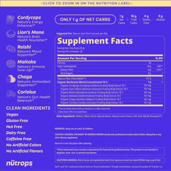 Grüns Nutrops Lion's Mane gummies on a desk support daytime focus.