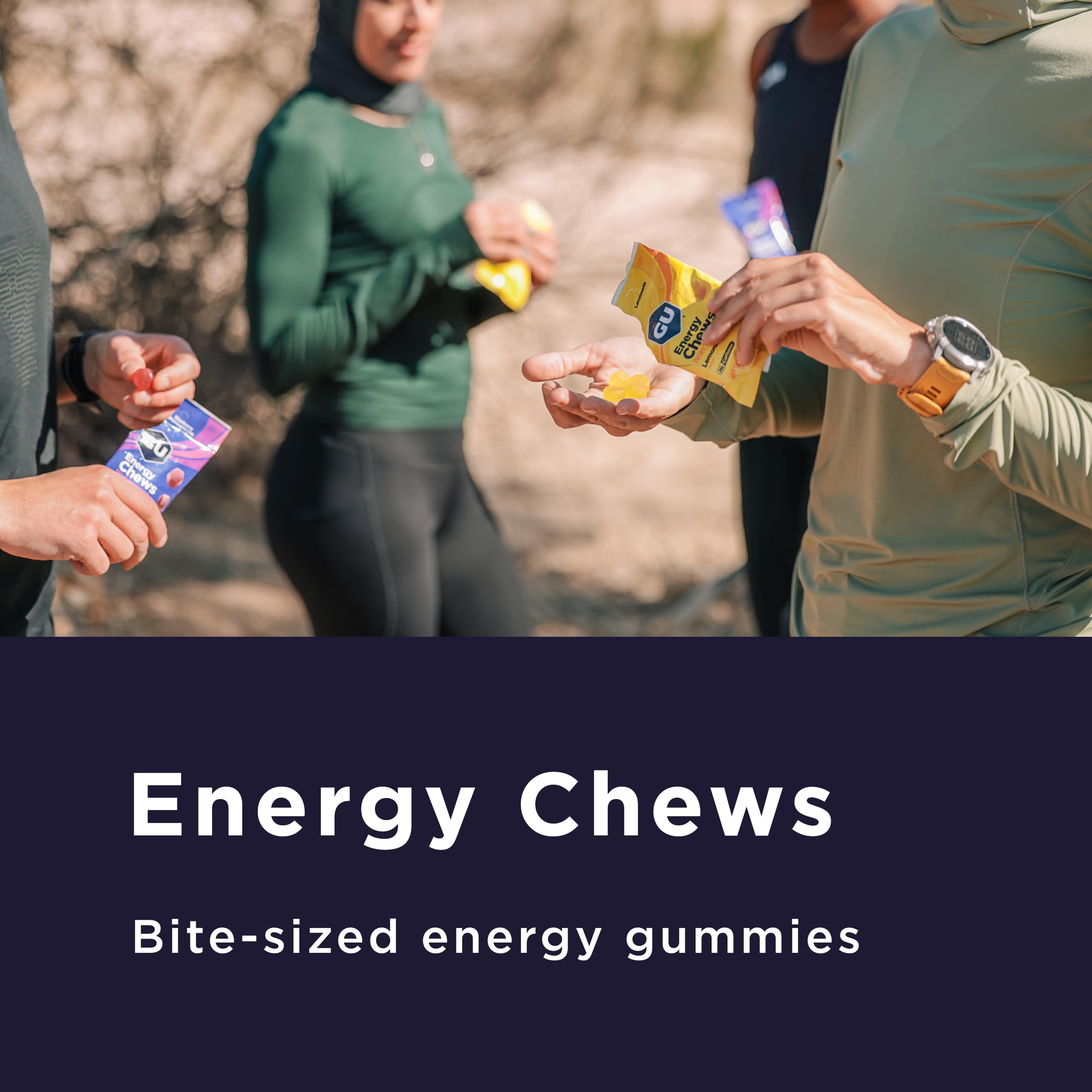 GU Energy Chews orange flavor bag for quick energy during runs.