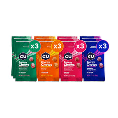 GU Energy Chews variety pack bag ready for on-the-go fueling during workouts.