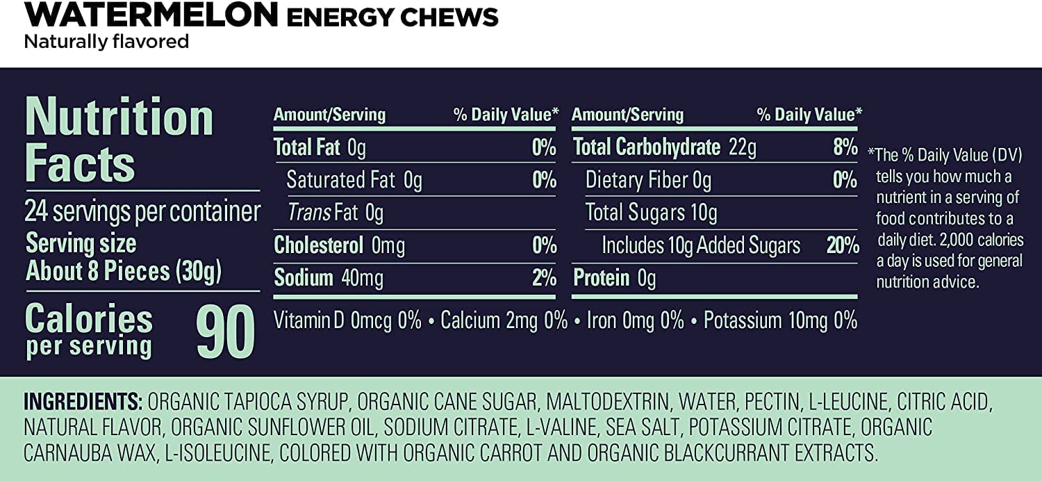 GU Energy Chews vegan and gluten-free options for athletes.