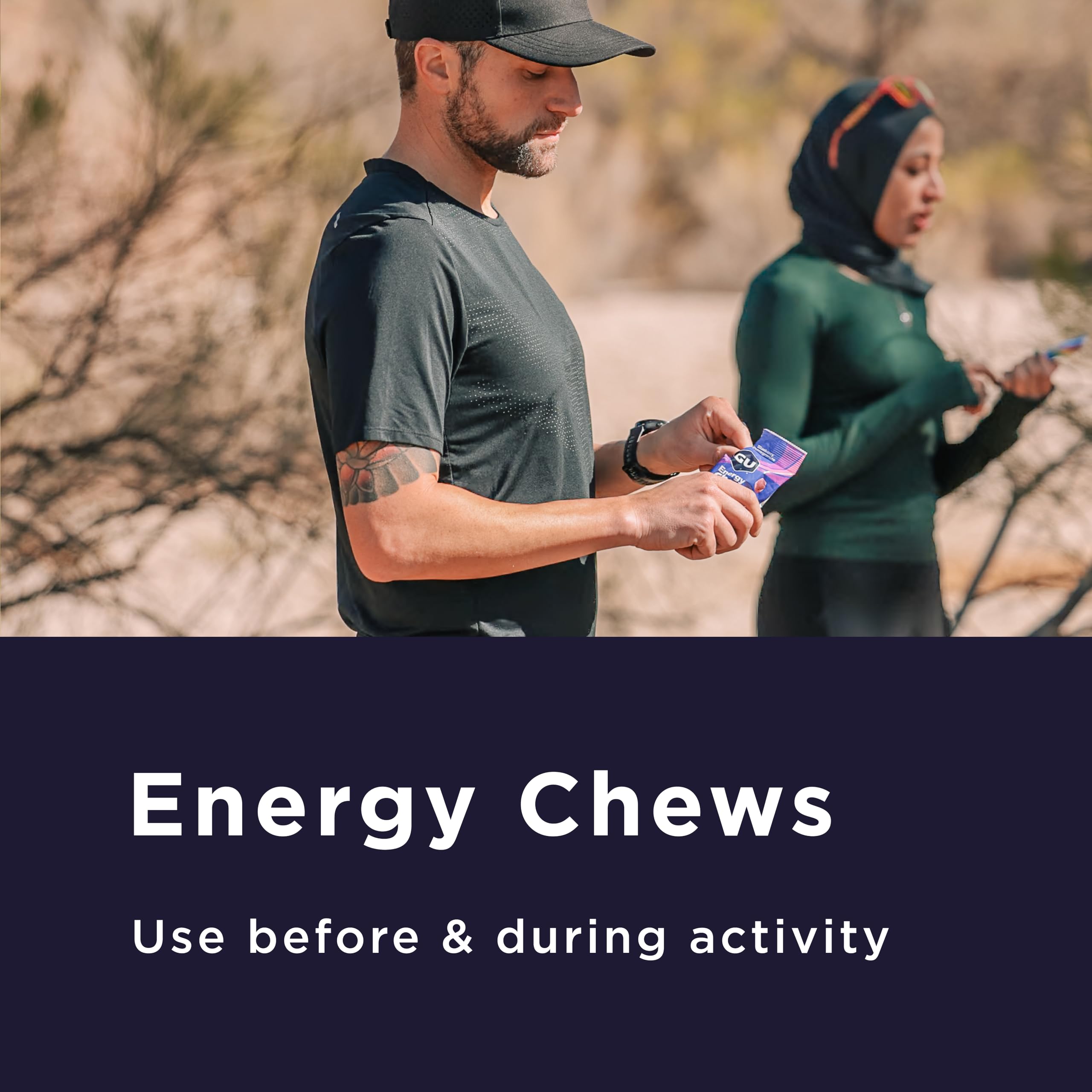 GU Energy Chews watermelon flavor bag supporting hydration while moving.