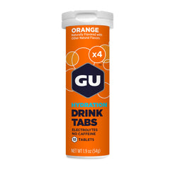 GU Energy Hydration orange tablets dissolving in water for quick on-the-go hydration during workouts.