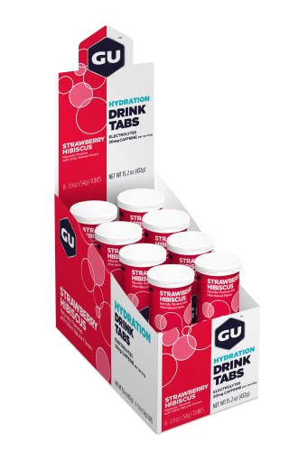 GU Energy Hydration Tabs packaging with four portable tubes for 48 servings