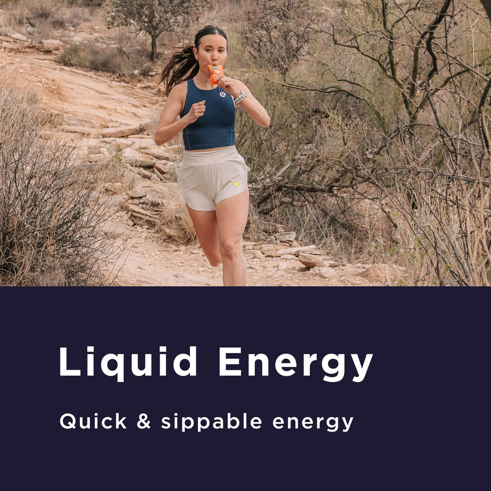 Two-ounce serving of GU Liquid Energy Orange for training sessions.