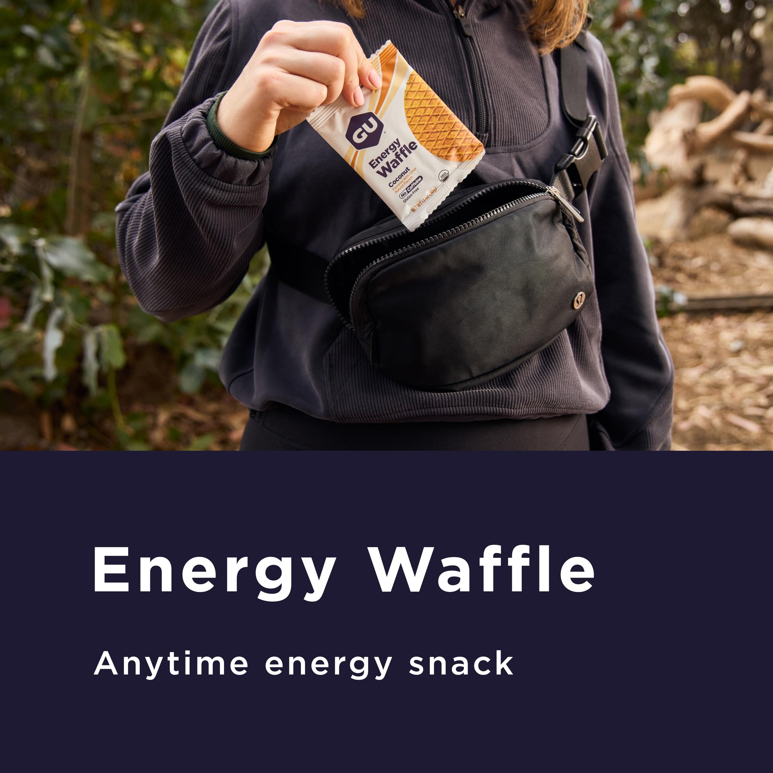 GU Energy Maple Cinnamon Energy Waffle close-up of the syrup layer and wafers