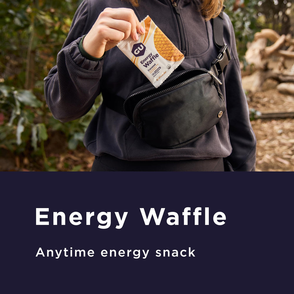 GU Energy Maple Cinnamon Energy Waffle close-up of the syrup layer and wafers