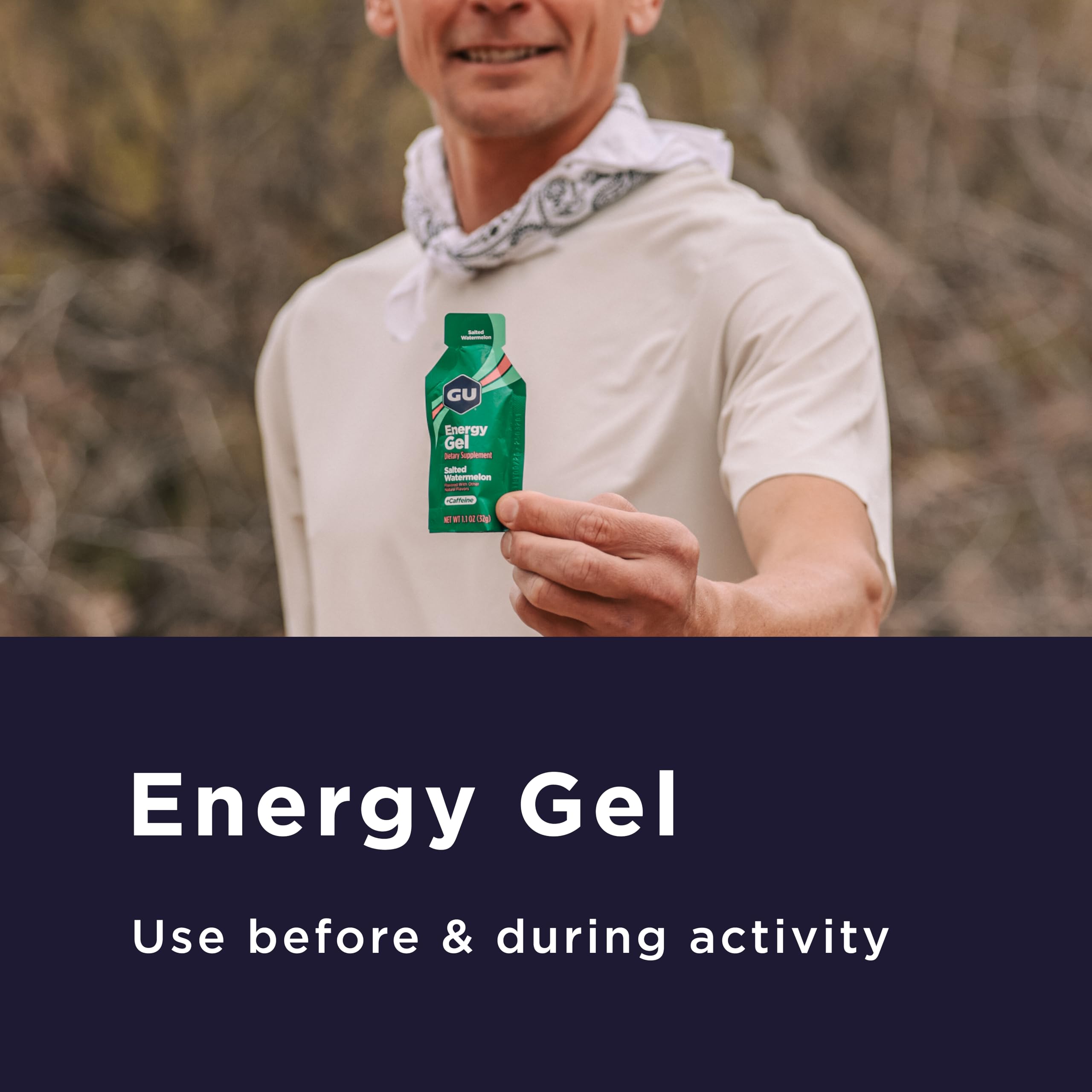 GU Energy Original Mandarin Orange gel pack with electrolytes for on-the-go hydration