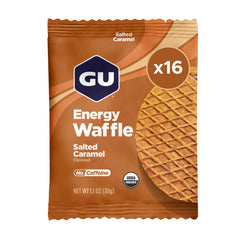 GU Energy Stroopwafel Salty's Caramel with syrup between wafers for on-the-go energy.