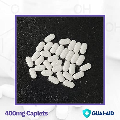 GUAI-AID 800 caplets close-up: dye-free formula detail for easier swallowing.