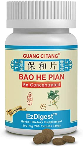 Guang Ci Tang Bao He Pian tablets bottle close-up suggesting post-meal balance.