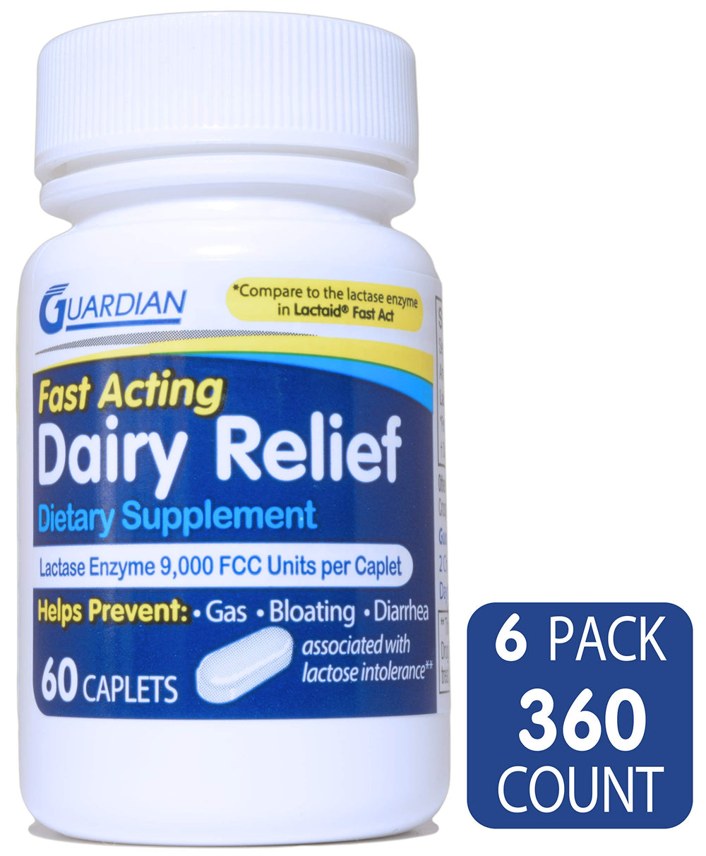 Close shot of a single Guardian Dairy Relief caplet for on-the-go use.