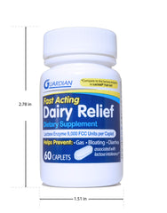 Six-bottle Guardian Dairy Relief package showing value and convenience for dairy meals.