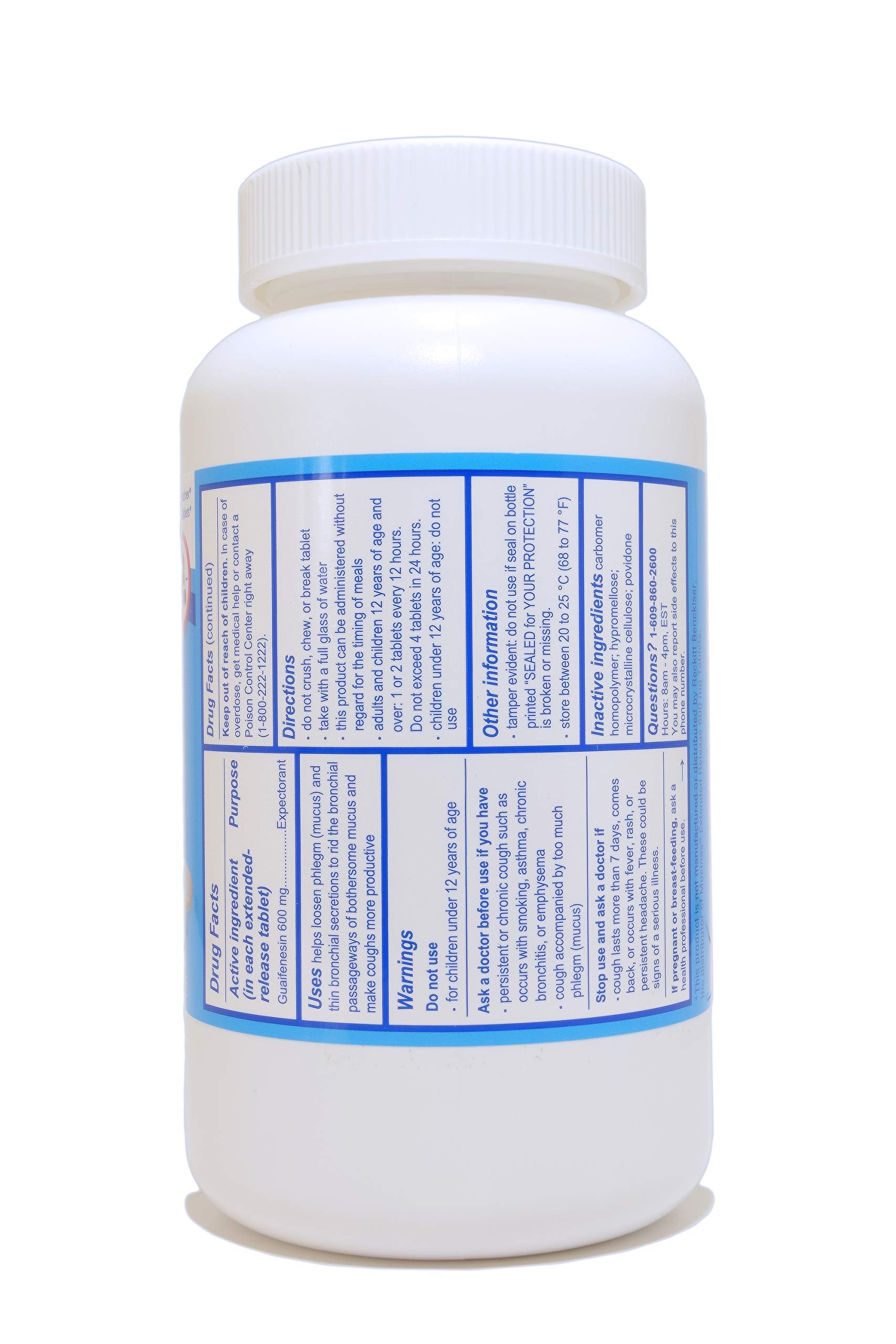 guardian mucus relief bottle side view with label highlighting 600 mg extended release