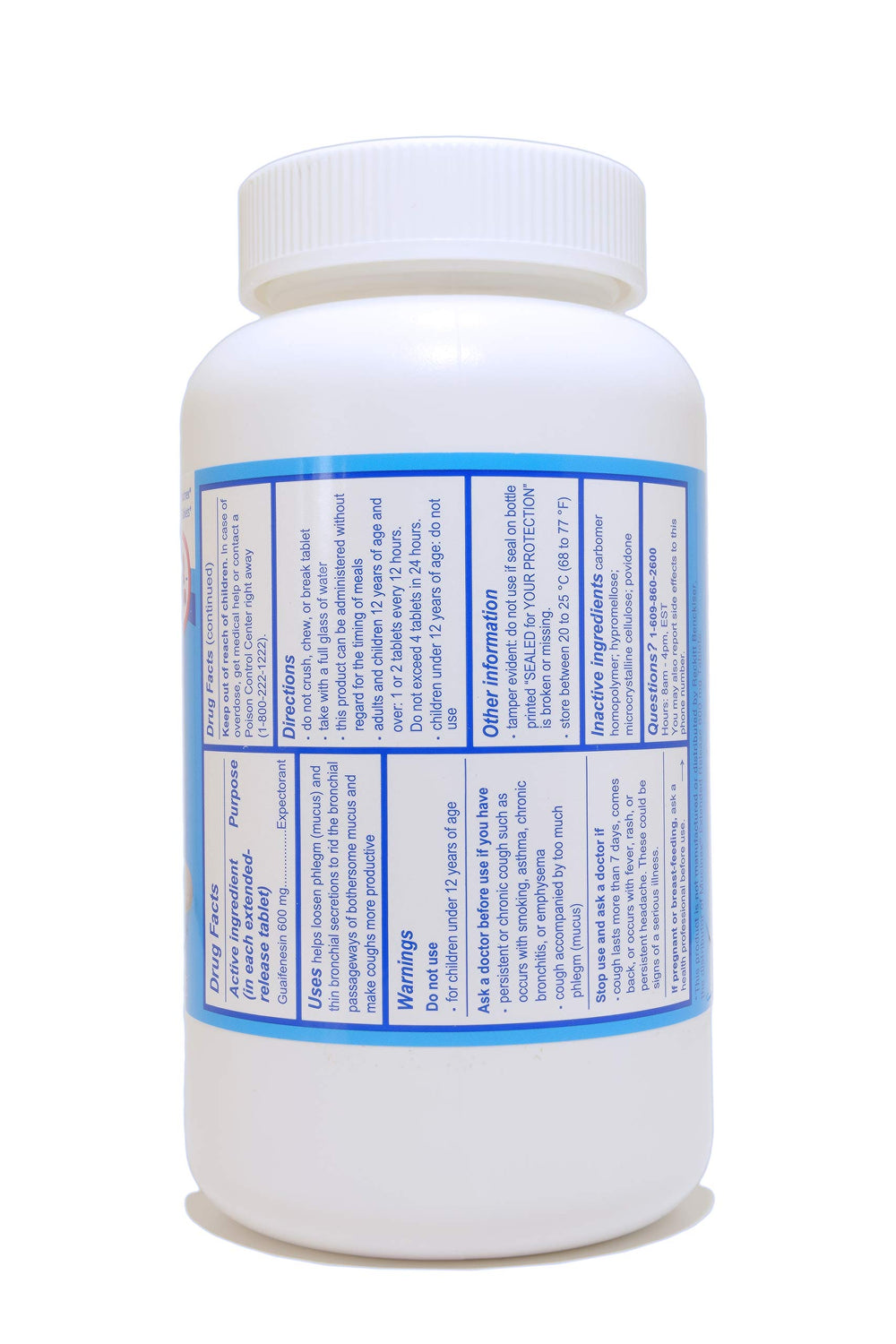guardian mucus relief bottle side view with label highlighting 600 mg extended release