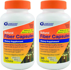 Guardian Psyllium Fiber Capsules bottle, easy daily fiber support and convenient dosing