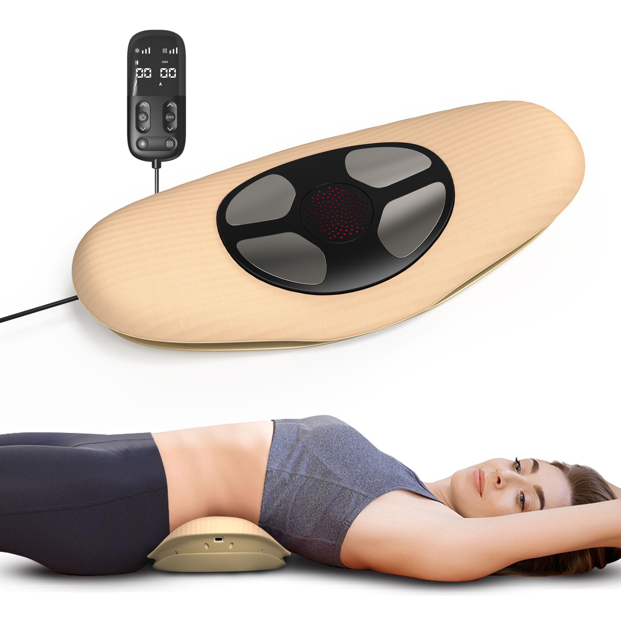 Guganas electric back stretcher with dual airbags delivering dynamic lumbar traction.