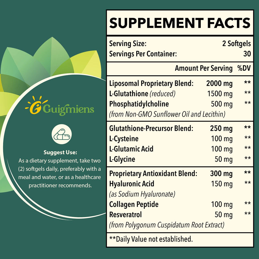 Guigmiens Liposomal Glutathione softgels for convenient daily supplementation.