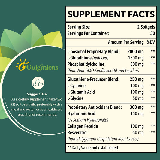 Guigmiens Liposomal Glutathione softgels for convenient daily supplementation.