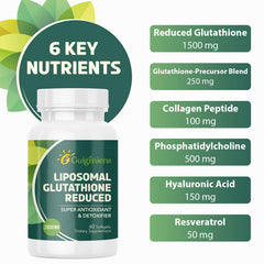 Guigmiens Liposomal Glutathione with Collagen Peptide supports dermal health.