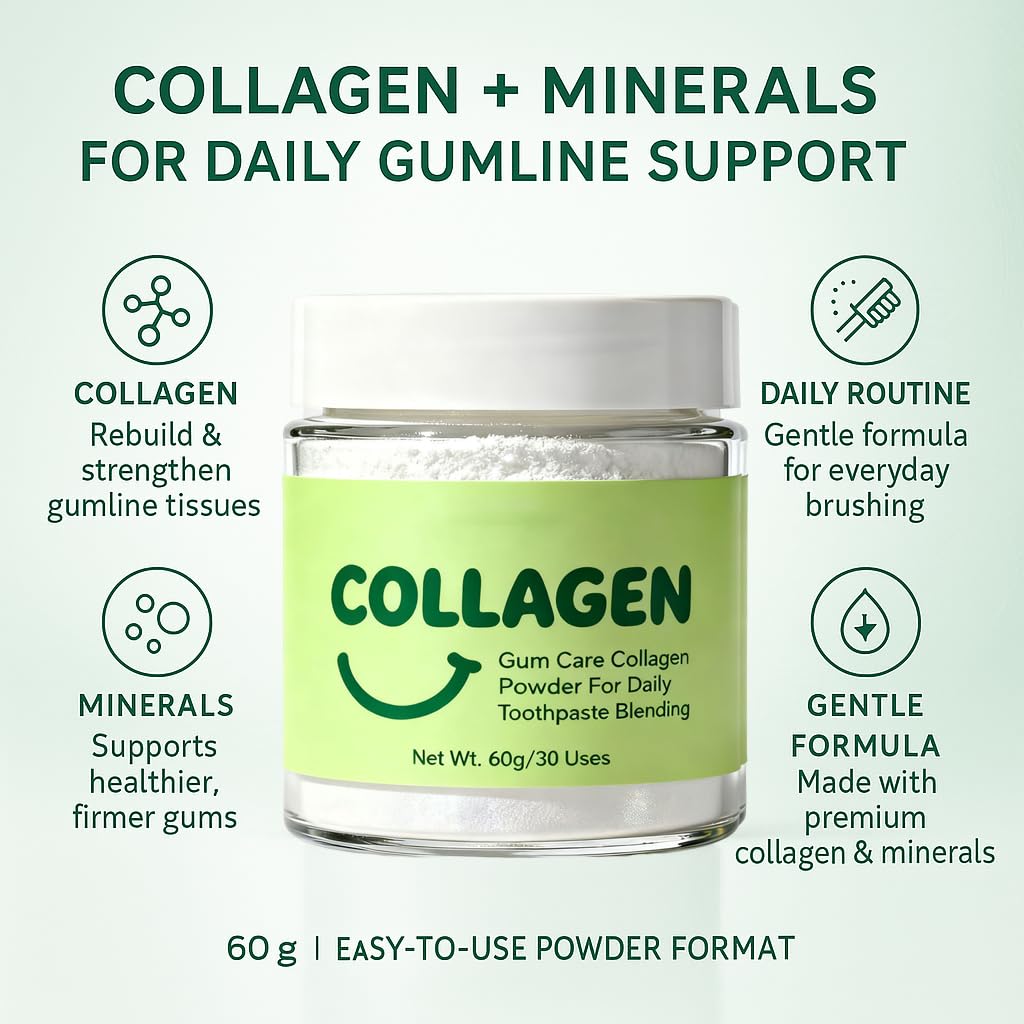 Guliqi collagen tooth powder scoop highlighting easy daily use
