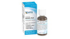 GUNA Bowel Plus bottle and dropper close-up, highlighting gentle digestive balance support