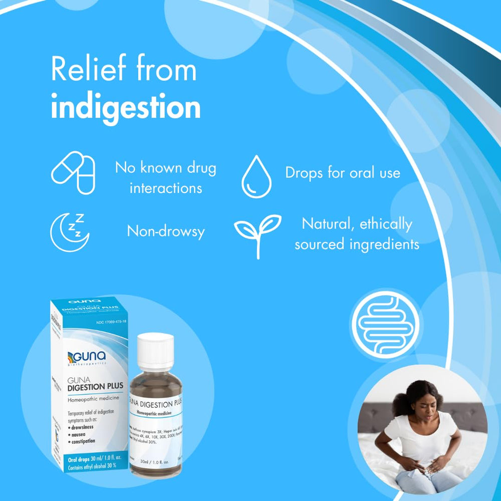 GUNA Digestion Plus packaging highlights natural formulation