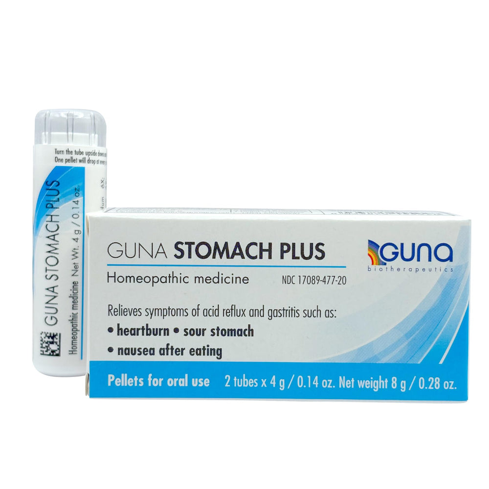 GUNA Stomach Plus two-tubes packaging for digestive support.
