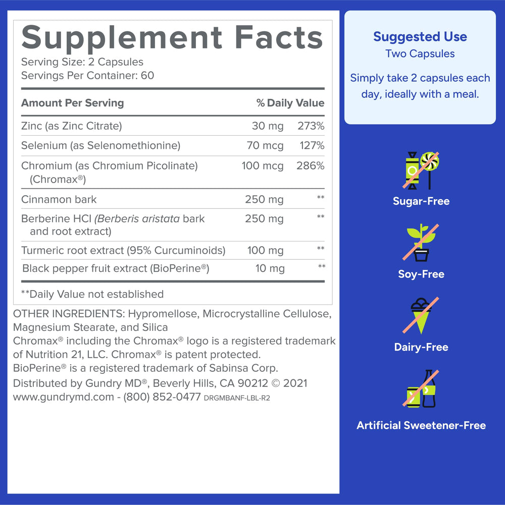 Gundry MD Metabolic Advanced ingredient icons highlight supporting metabolic function.