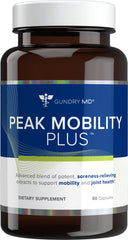 Gundry MD Peak Mobility Plus bottle pour showing the product in hand for daily movement support.