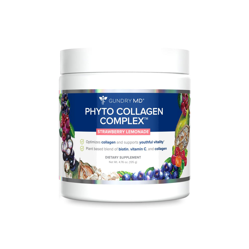 Gundry MD Phyto Collagen Complex bottle highlighting a collagen-support blend for daily vitality.