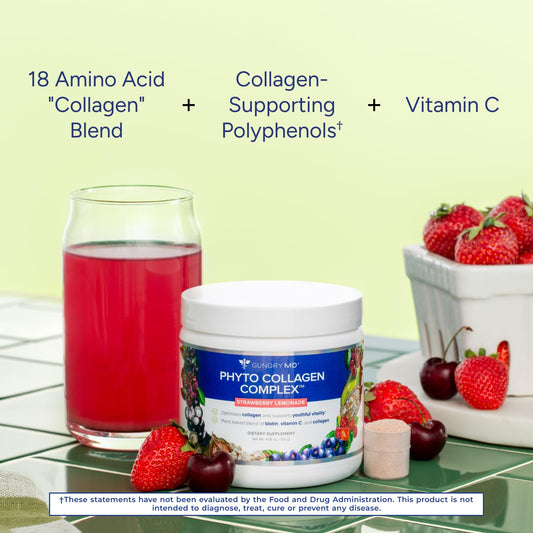 Gundry MD Phyto Collagen Complex scoop beside powder enables quick, easy daily mixing.