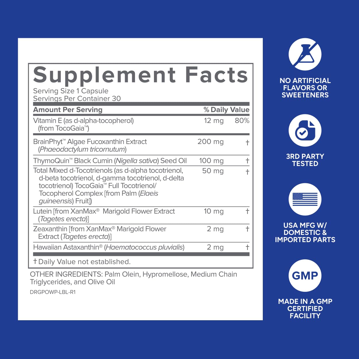 Gundry MD Power Phenols ingredient panel showcasing BrainPhyt and nutrients.