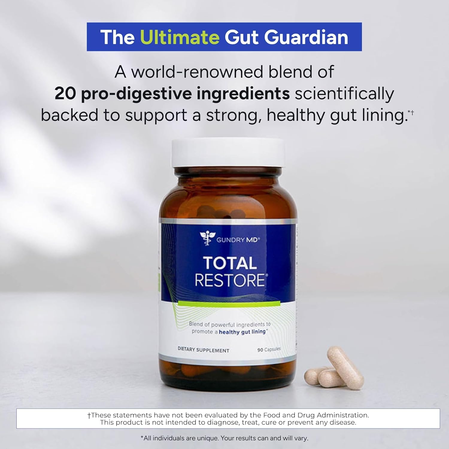 Gundry MD Total Restore label close-up highlighting ingredients and benefits