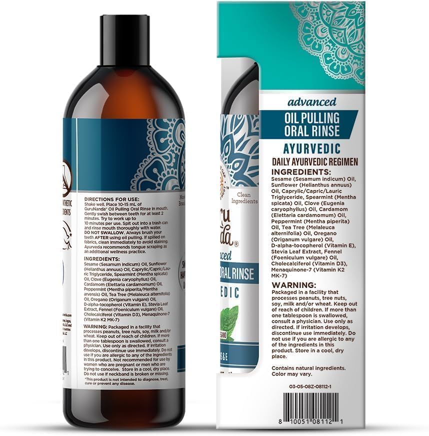 Close-up of product label showing fluoride-free formula from GuruNanda