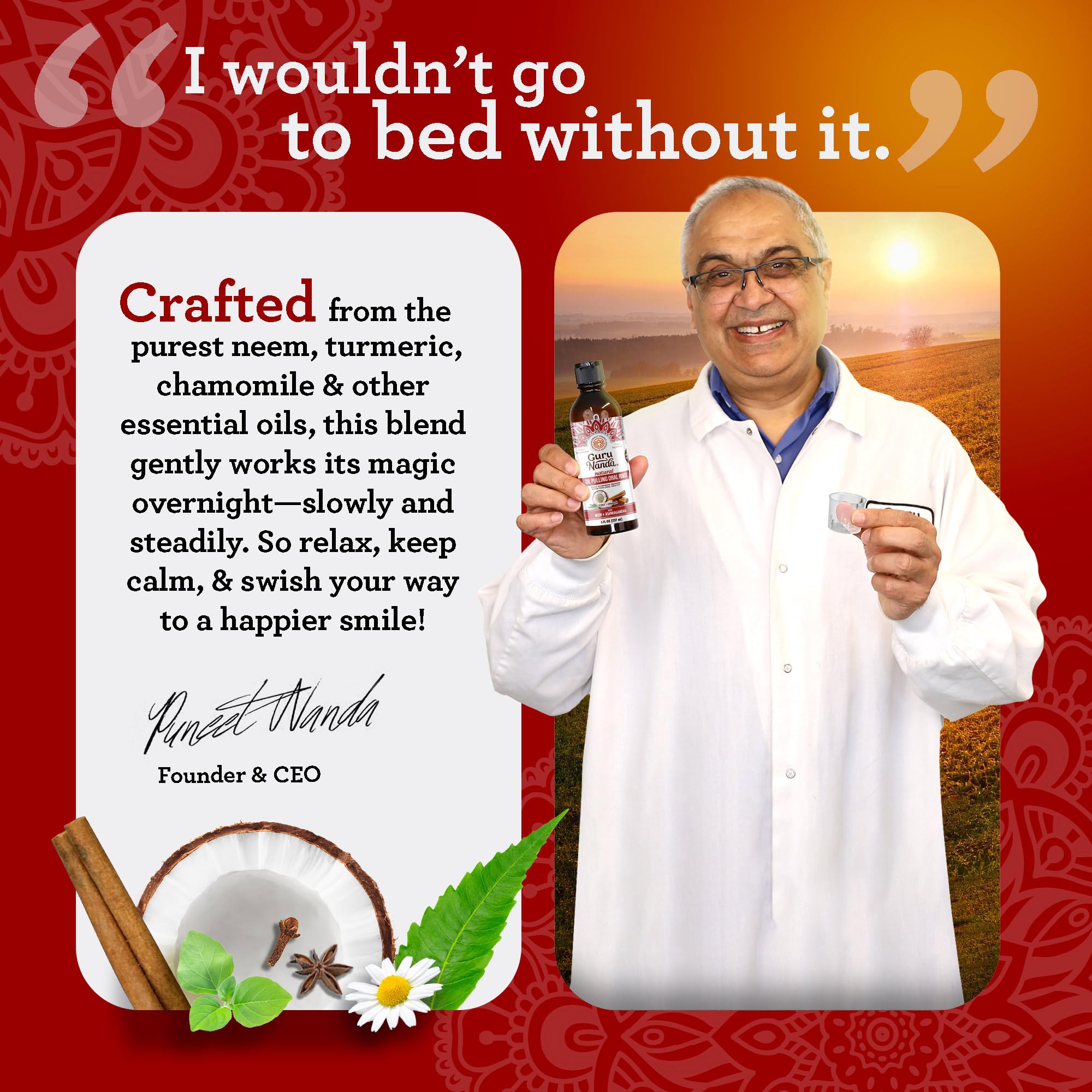 GuruNanda alcohol-free formula supports gentle, safe oral care.