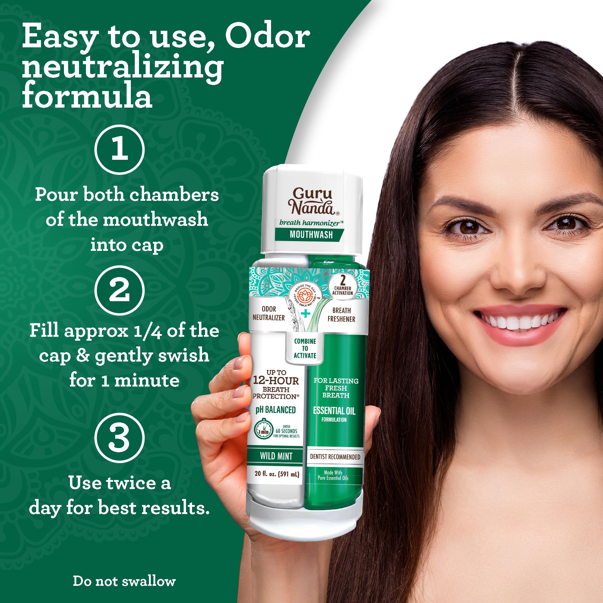 GuruNanda gum-care herbs visual suggests supportive oral hygiene benefits.