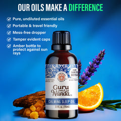 GuruNanda Calming Sleep amber bottle protects potency during storage.